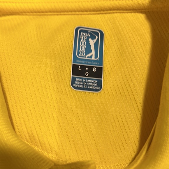 Mens PGA Tour bright yellow golf shirt new no tags Sz L - Picture 3 of 4